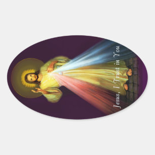 Divine Mercy Jesus Oval Stickers