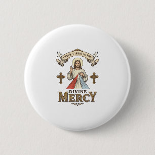 Divine Mercy Jesus Vintage Engraving Religious Shi 2 Inch Round Button