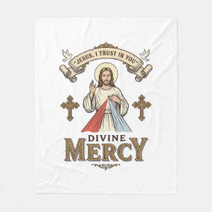 Divine Mercy Jesus Vintage Engraving Religious Shi Fleece Blanket