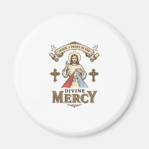 Divine Mercy Jesus Vintage Engraving Religious Shi Magnet