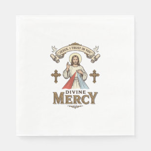 Divine Mercy Jesus Vintage Engraving Religious Shi Napkin
