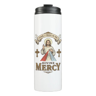 Divine Mercy Jesus Vintage Engraving Religious Shi Thermal Tumbler