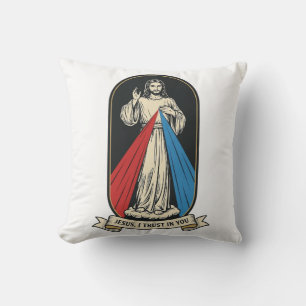 Divine Mercy Jesus Vintage Throw Pillow