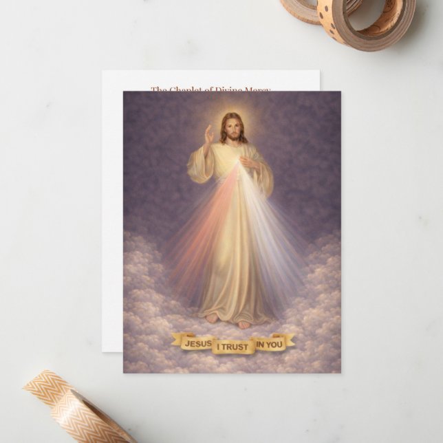Divine Mercy of Jesus Chaplet Prayer Religious Card (Front/Back In Situ)