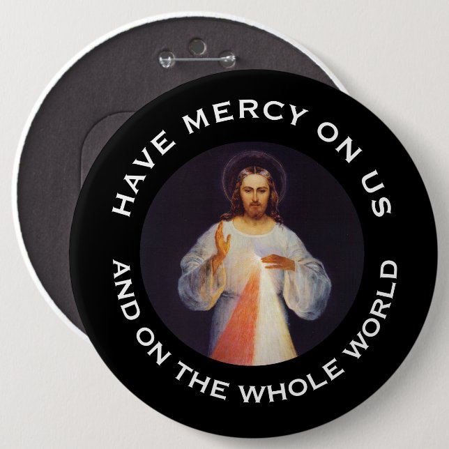Divine Mercy Prayer Jesus St. Faustina 6 Inch Round Button (Front & Back)