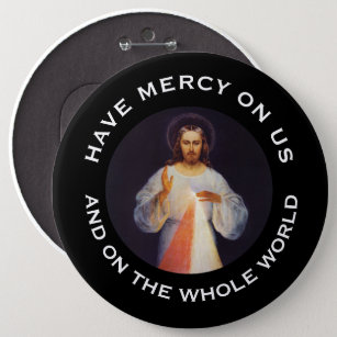 Divine Mercy Prayer Jesus St. Faustina 6 Inch Round Button