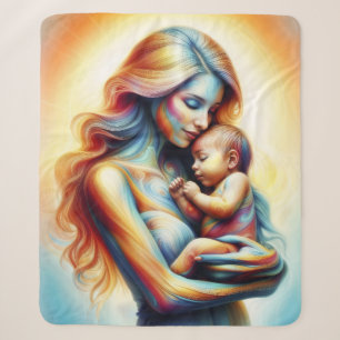 Divine mother and child radiant glowing scene sherpa blanket