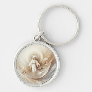 Divine Mother Blessing Amidst Soft White Tones Keychain