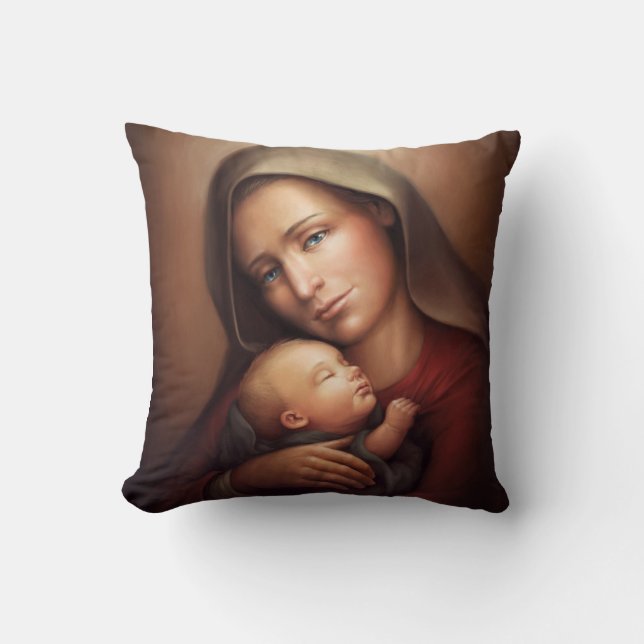 Divine Motherhood Throw Pillow (Front)