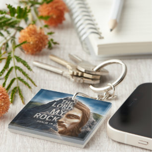 Divine Portrait: The Lord Is My Rock Keychain