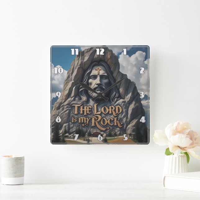 Divine Presence Among the Mountains Square Wall Clock (Home)