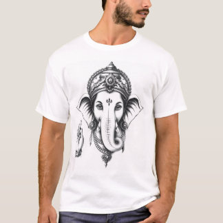 Divine Presence: Ganesha Charcoal Art T-Shirt