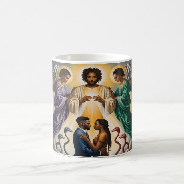 Divine Protection Black Couple Mug (Center)
