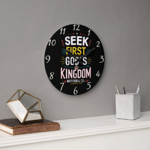 Divine Quest: Pursuing Gods Kingdom Large Clock