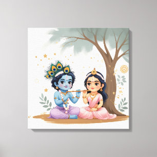 Divine Radha Krishna Canvas Print   Spiritual
