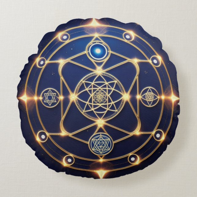 Divine Radiance – 5: Illuminated Universal Energy Round Pillow (Front)