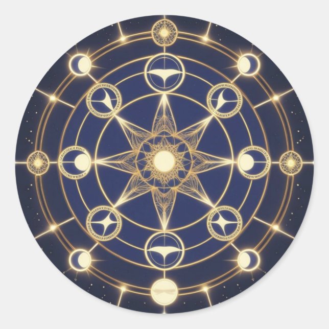Divine Radiance – Golden Mandala of Awakening Classic Round Sticker (Front)