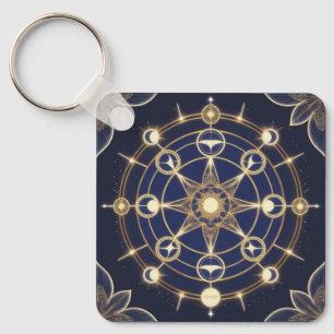 Divine Radiance – Golden Mandala of Awakening Keychain