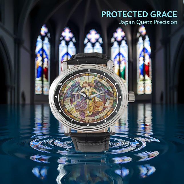 Divine Radiance Stained Glass Angel Wall Watch (Creator Uploaded)