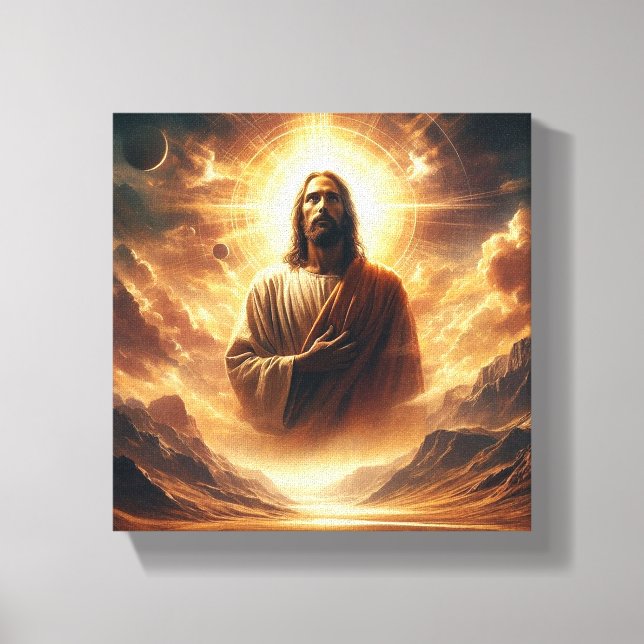 Divine Reflection: Jesus in Cosmic Harmony" Canvas Print (Front)