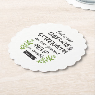 Divine Refuge - Psalm 46:1 for Spiritual Comfort a Paper Coaster