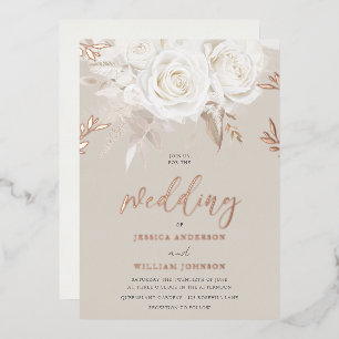 Divine Rose Gold Beige & Ivory Roses Wedding