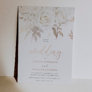 Divine Rose Gold Ivory White Roses Wedding