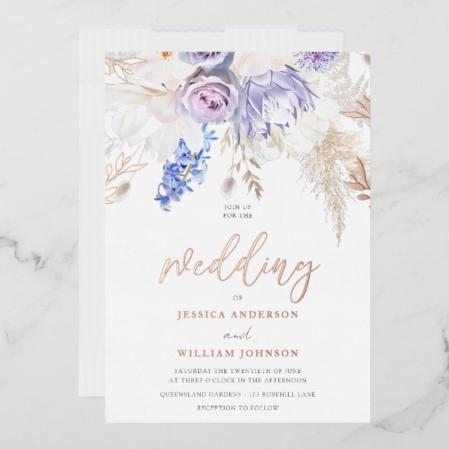Divine Rose Gold Purple Lavender Floral Wedding (Envelope)