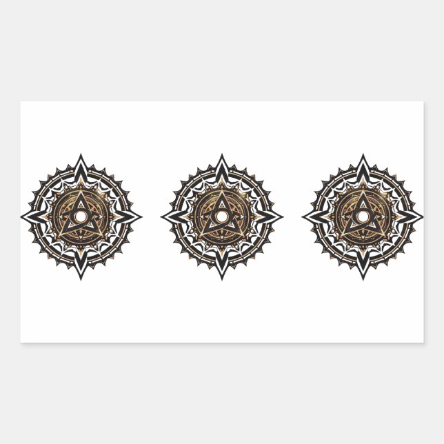 Divine Sacred Mandala – Black & Gold Trishul  Sticker (Front)