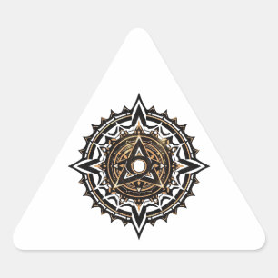 Divine Sacred Mandala – Black & Gold Trishul  Triangle Sticker