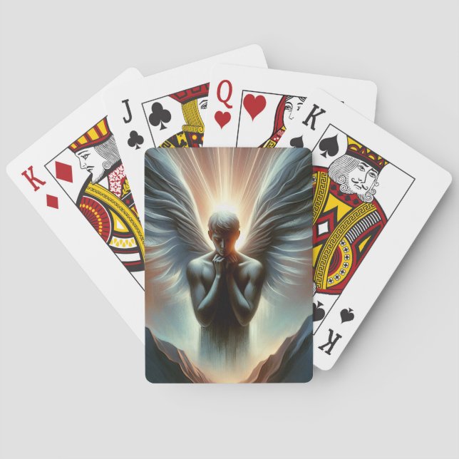 Divine Serenity: Angel in Canyon Landscape Playing Cards (Back)
