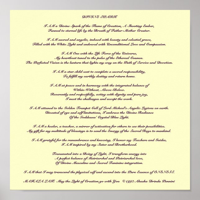 Divine Spark Meditation - Customized Poster (Front)