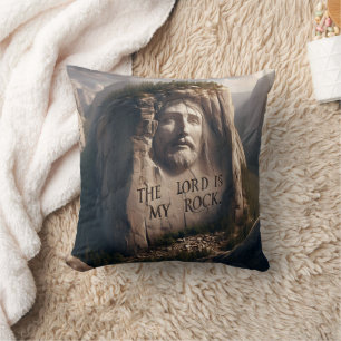 Divine Statue: The Lord Is My Rock Throw Pillow