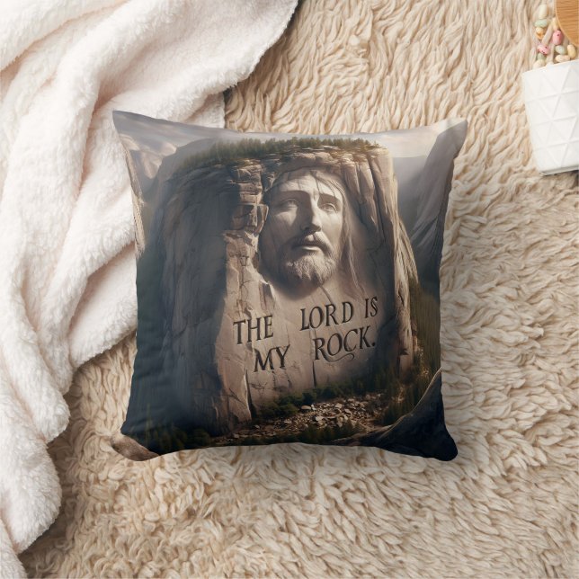 Divine Statue: The Lord Is My Rock Throw Pillow (Blanket)