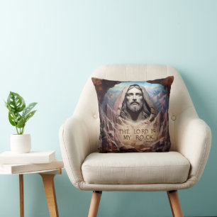 Divine Statue: The Lord Is My Rock Throw Pillow