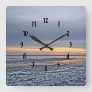Divine Sunset Along Oak Island Beach Square Wall Clock