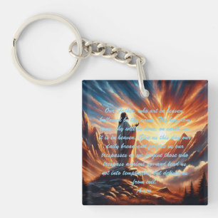 Divine Sunset: Lord's Prayer Inspiration Keychain