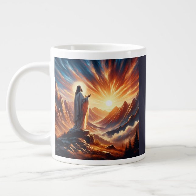 Divine Sunset: Lord's Prayer Inspiration Large Coffee Mug (Left)