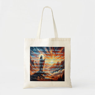 Divine Sunset: Lord's Prayer Inspiration Tote Bag