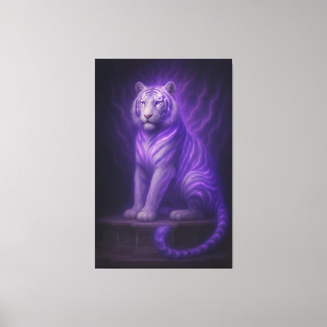 Divine Temple White Tiger – Purple Lightning Celes Canvas Print (Front)