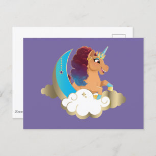 Divine the Unicorn Moon & Clouds Postcard