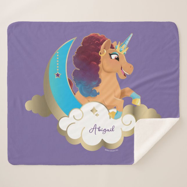 Divine the Unicorn | Moon & Clouds Sherpa Blanket (Front (Horizontal))