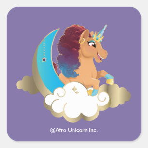 Divine the Unicorn   Moon & Clouds Square Sticker