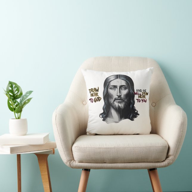 Divine Words: Jesus Carved in Art Throw Pillow (Chair)