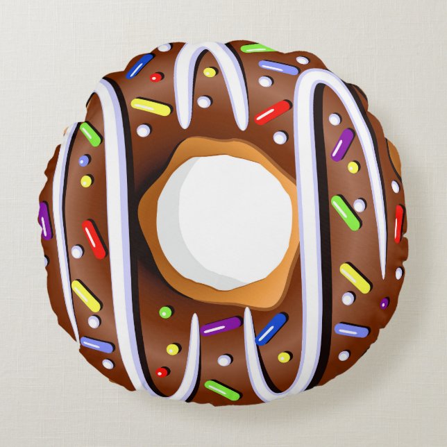 Divinely Decadent Doughnut - Sprinkles Back Round Pillow (Front)