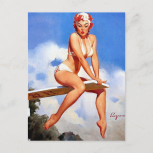 Diving Board Pin-Up Postcard