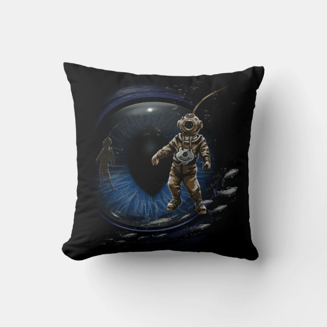 Diving Buddy Throw Pillow (Front)