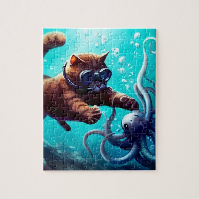 Diving Cat Jigsaw Puzzle (Vertical)