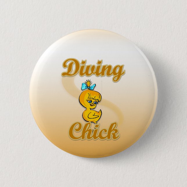 Diving Chick 2 Inch Round Button (Front)