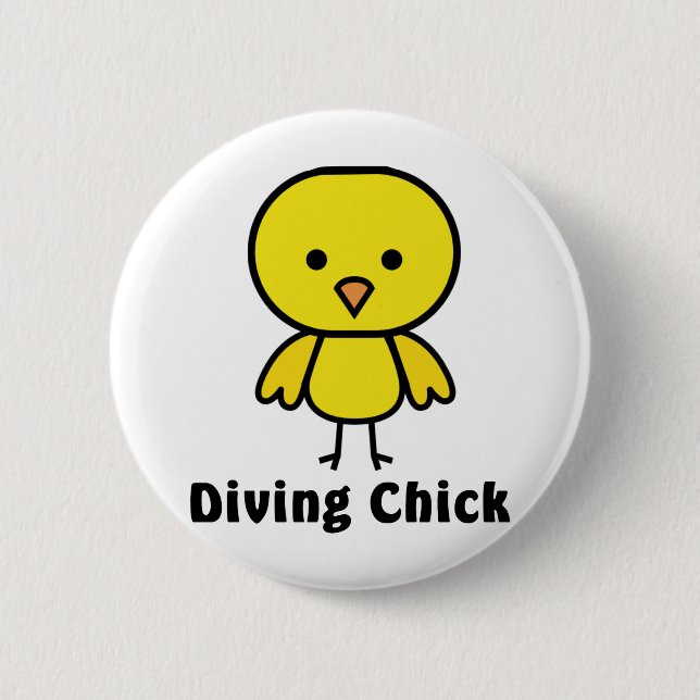 Diving Chick Gear 2 Inch Round Button (Front)